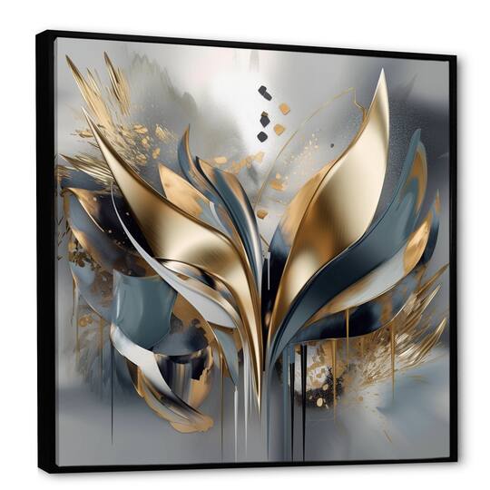 Designart "Abstract Shapes And Lines Iv" Abstract Marble Framed Canvas Print